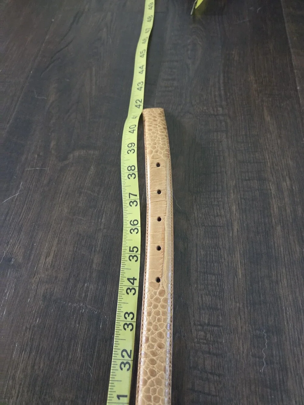 Vintage Lauren Ralph Lauren Tan Croc Embossed Leather Belt, Size XL